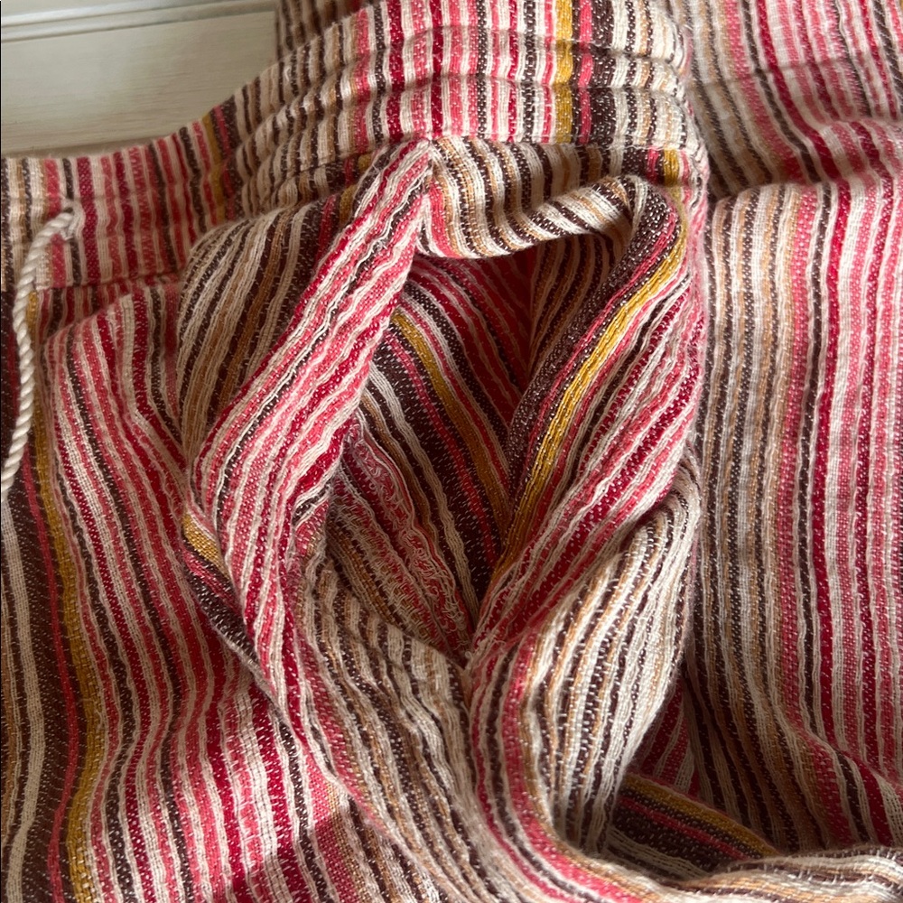 Sundance Striped Cuffed Gauzy Pull on Pants Medium 
Resort Indian Cotton - Picture 4 of 13